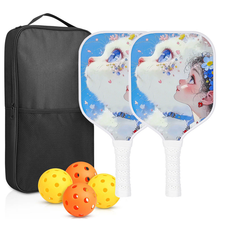 Kids Pickleball Paddle – Fiberglass Material with Dreamy Cat Petal Pattern Design (PCR-0018)