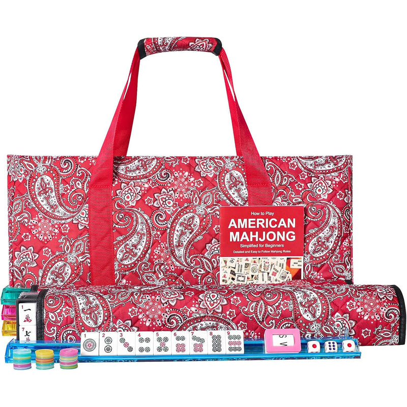 American Mahjong Storage Bag 3-Piece Set – Christmas Color – Great Gift for Mahjong Lovers  Bags only. (MJ-CP-0013)