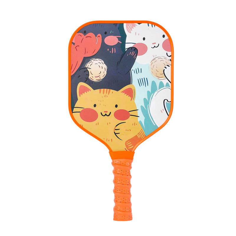 Smiling Orange Cat Pickleball Paddle – Colorful Fiberglass for Kids (PCR-0027)
