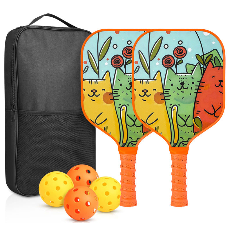 Happy Cartoon Cats Pickleball Paddle – Lightweight Fiberglass for Kids (PCR-0021)