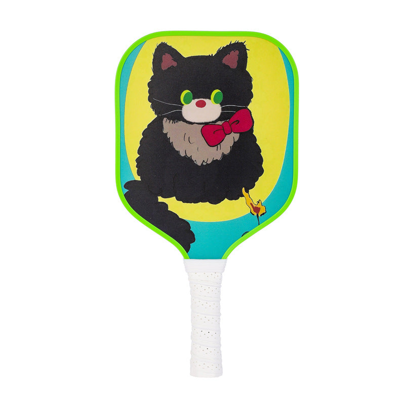 Bow Tie Black Cat Pickleball Paddle – Playful Fiberglass for Kids (PCR-0028)