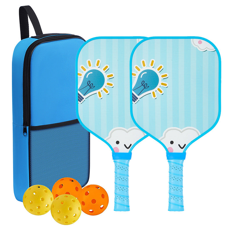 Kids Pickleball Paddle – Fiberglass Material with Cute Cloud Light Bulb Pattern Design (PCR-0017)