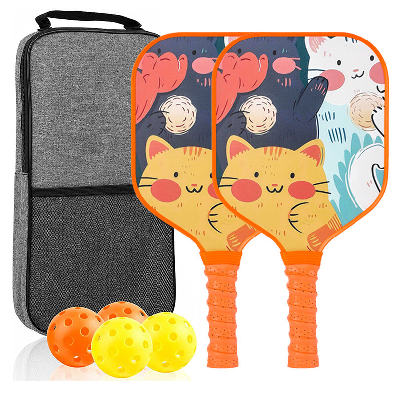 Smiling Orange Cat Pickleball Paddle – Colorful Fiberglass for Kids (PCR-0027)