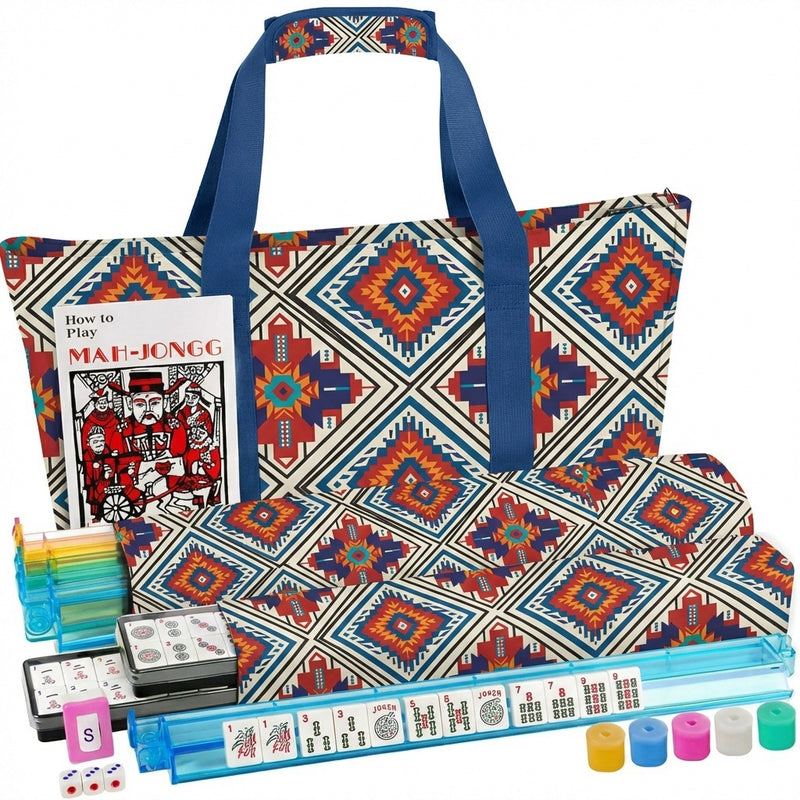 American Mahjong Storage Bag 3-Piece Set with Tiles - Complete Mahjong Set – Great Gift for Mahjong Lovers (MJ-CP-0014)