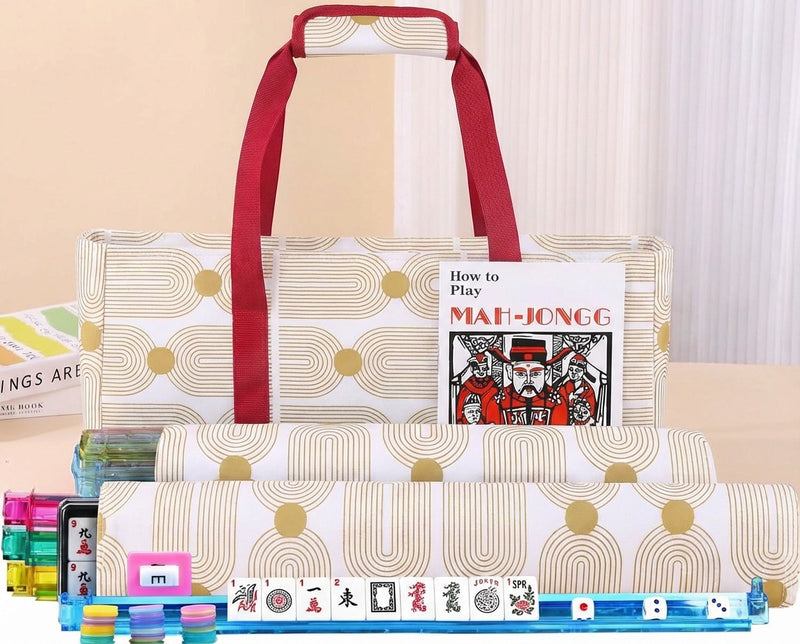 American Mahjong Storage Bag 3-Piece Set with Tiles - Complete Mahjong Set – Great Gift for Mahjong Lovers (MJ-CP-0014)