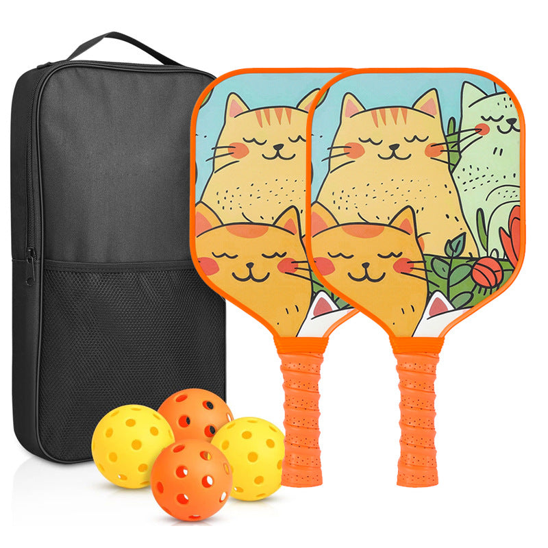 Three Happy Cats Pickleball Paddle – Whimsical Fiberglass for Kids (PCR-0026)