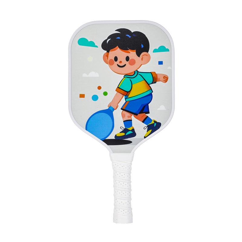 Active Boy Swinging Pickleball Paddle – Playful Fiberglass for Kids (PCR-0033)