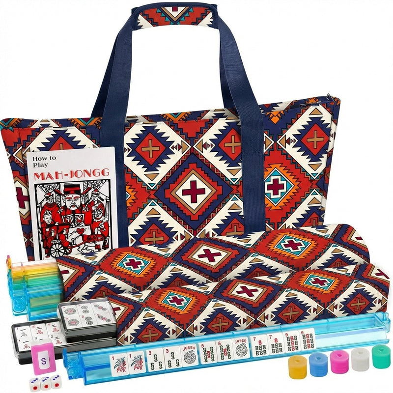 American Mahjong Storage Bag 3-Piece Set with Tiles - Complete Mahjong Set – Great Gift for Mahjong Lovers (MJ-CP-0014)