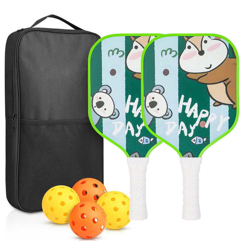 Happy Day Chipmunk & Bear Pickleball Paddle – Whimsical Fiberglass for Kids (PCR-0029)