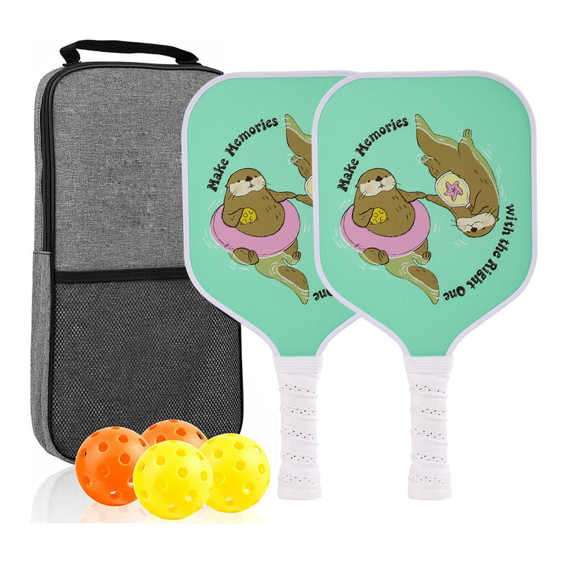Cute Otter Pattern Fiberglass Kids Pickleball Paddle (PCR-0003)