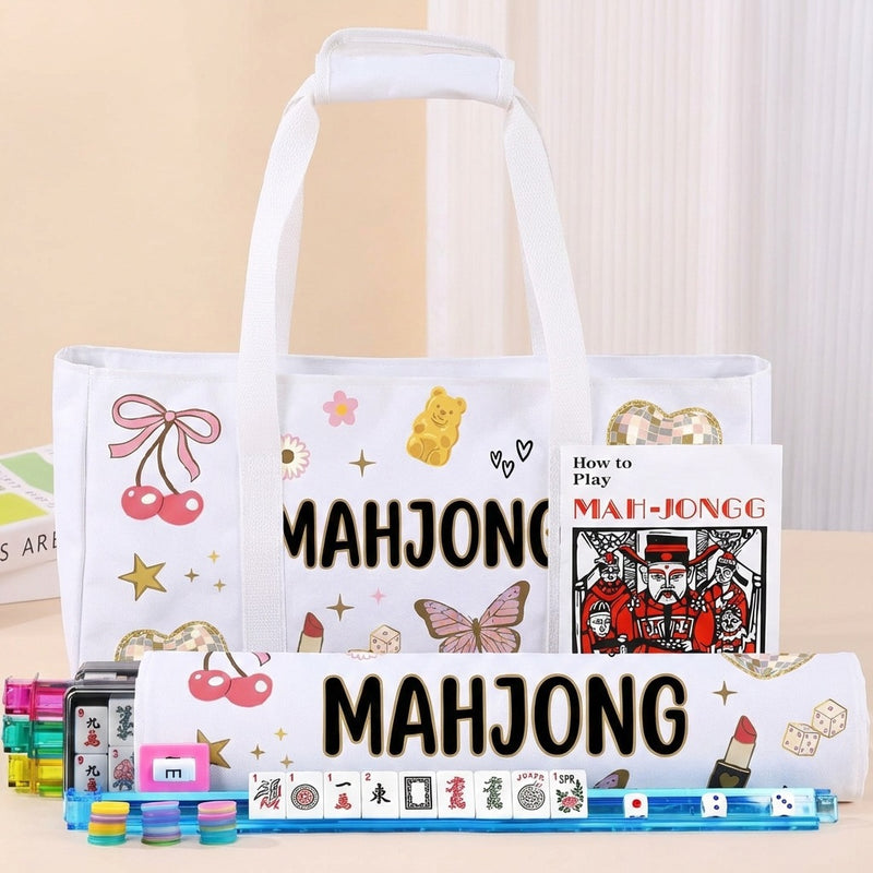 American Mahjong Storage Bag 3-Piece Set with Tiles - Complete Mahjong Set – Great Gift for Mahjong Lovers (MJ-CP-0014)
