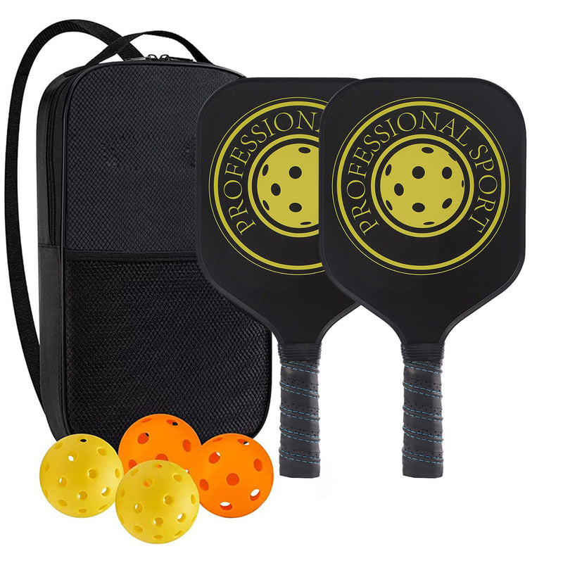 Kids Pickleball Paddle – Fiberglass Material with Yellow Pickleball Pattern Design (PCR-0005)