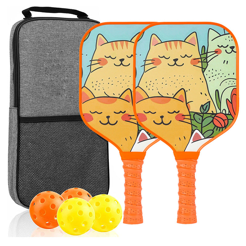 Three Happy Cats Pickleball Paddle – Whimsical Fiberglass for Kids (PCR-0026)
