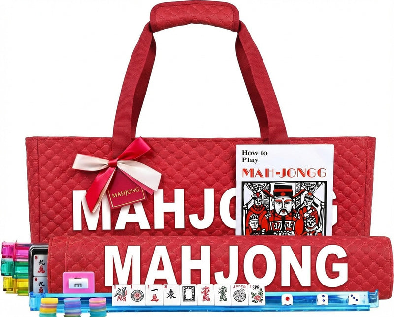 American Mahjong Storage Bag 3-Piece Set with Tiles - Complete Mahjong Set – Great Gift for Mahjong Lovers (MJ-CP-0014)
