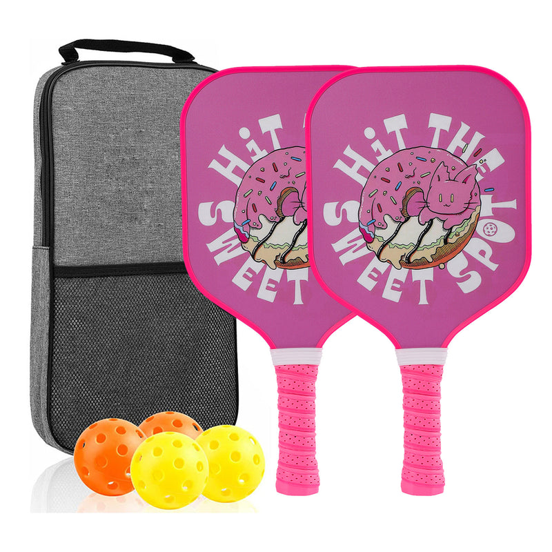 Kids Pickleball Paddle – Fiberglass Material with Cute Cat Donut Pattern Design (PCR-0011)