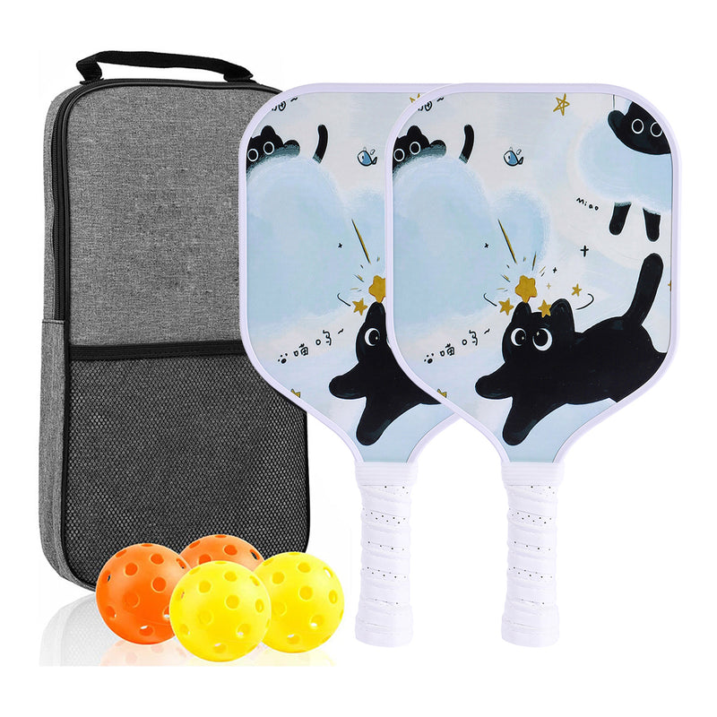 Cute Cat Pattern Fiberglass Kids Pickleball Paddle (PCR-0004)
