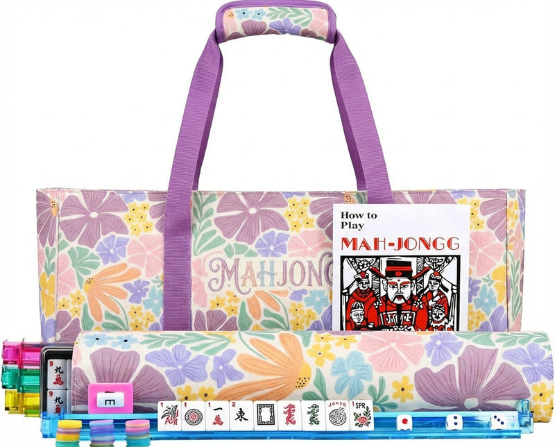 American Mahjong Storage Bag 3-Piece Set with Tiles - Complete Mahjong Set – Great Gift for Mahjong Lovers (MJ-CP-0014)