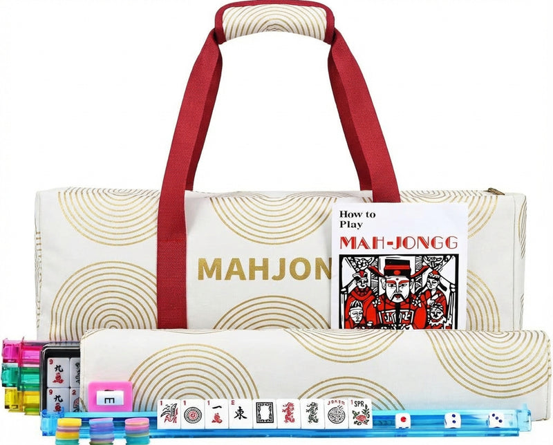 American Mahjong Storage Bag 3-Piece Set with Tiles - Complete Mahjong Set – Great Gift for Mahjong Lovers (MJ-CP-0014)