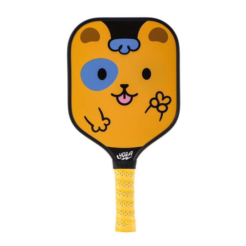 Happy Yellow Dog Face Pickleball Paddle – Cute Fiberglass for Kids (PCR-0040)