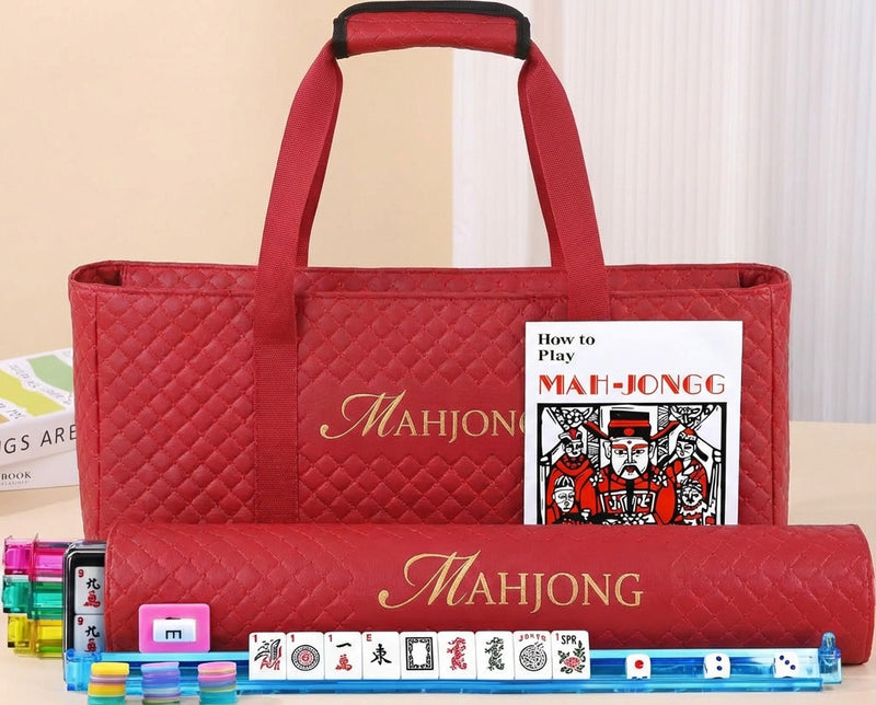 American Mahjong Storage Bag 3-Piece Set with Tiles - Complete Mahjong Set – Great Gift for Mahjong Lovers (MJ-CP-0014)