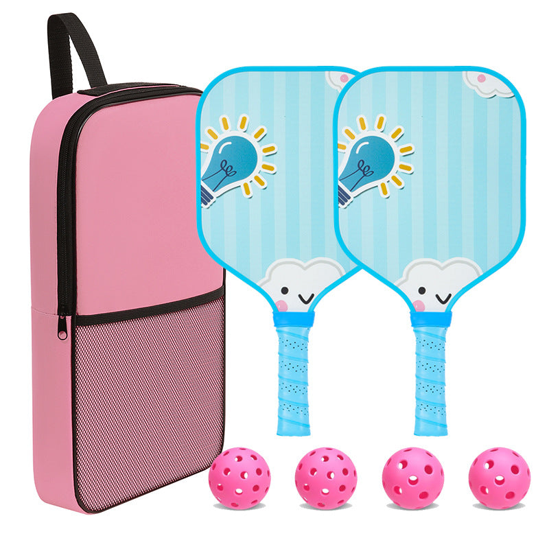 Kids Pickleball Paddle – Fiberglass Material with Cute Cloud Light Bulb Pattern Design (PCR-0017)