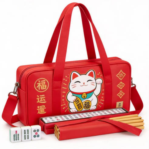 American Mahjong Storage Bag 3-Piece Set with Tiles - Complete Mahjong Set – Great Gift for Mahjong Lovers (MJ-CP-0014)