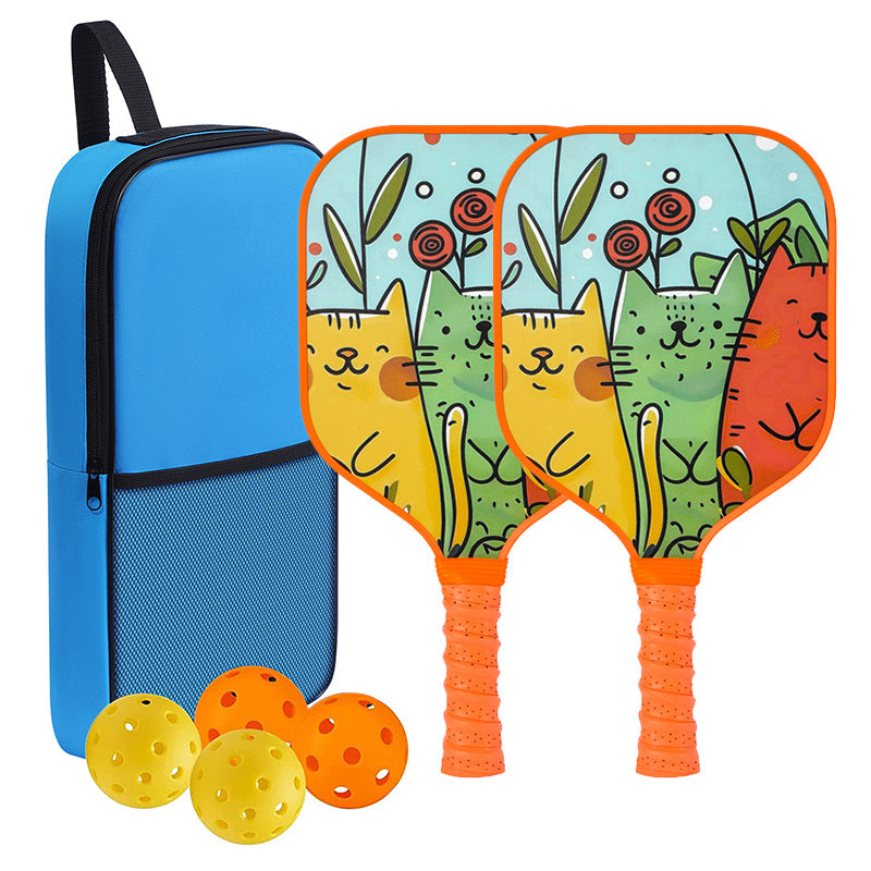 Happy Cartoon Cats Pickleball Paddle – Lightweight Fiberglass for Kids (PCR-0021)