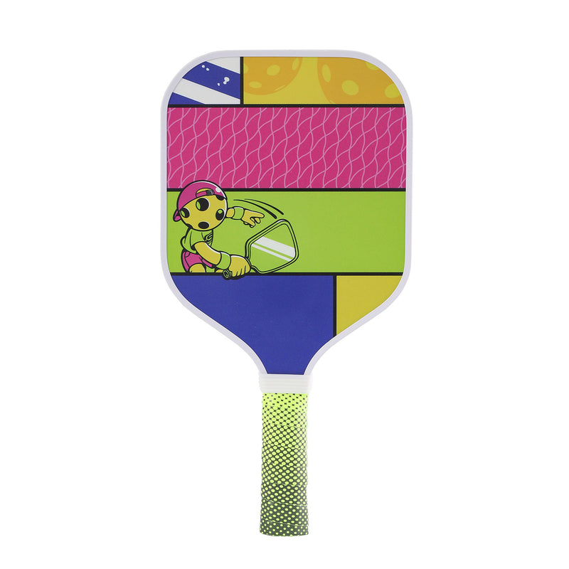 Kids Pickleball Paddle – Fiberglass Material with Colorful Geometric Pattern Design (PCR-0014)