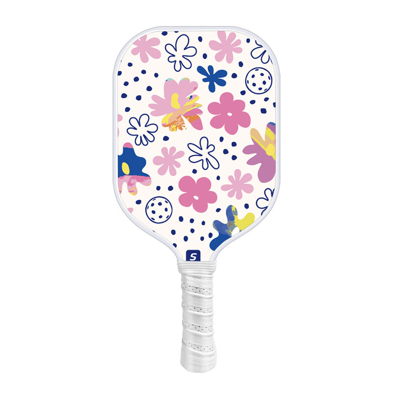 Colorful Flower Pattern Pickleball Paddle – Carbon Fiber for Kids (PCR-0047)