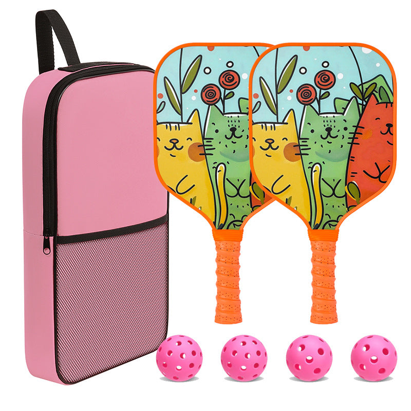 Happy Cartoon Cats Pickleball Paddle – Lightweight Fiberglass for Kids (PCR-0021)