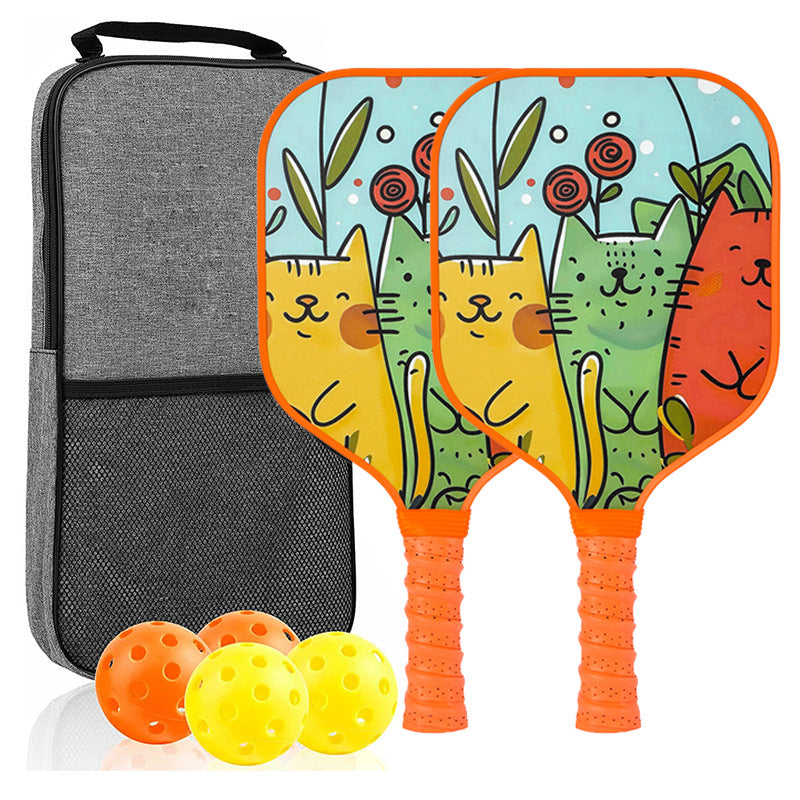 Happy Cartoon Cats Pickleball Paddle – Lightweight Fiberglass for Kids (PCR-0021)