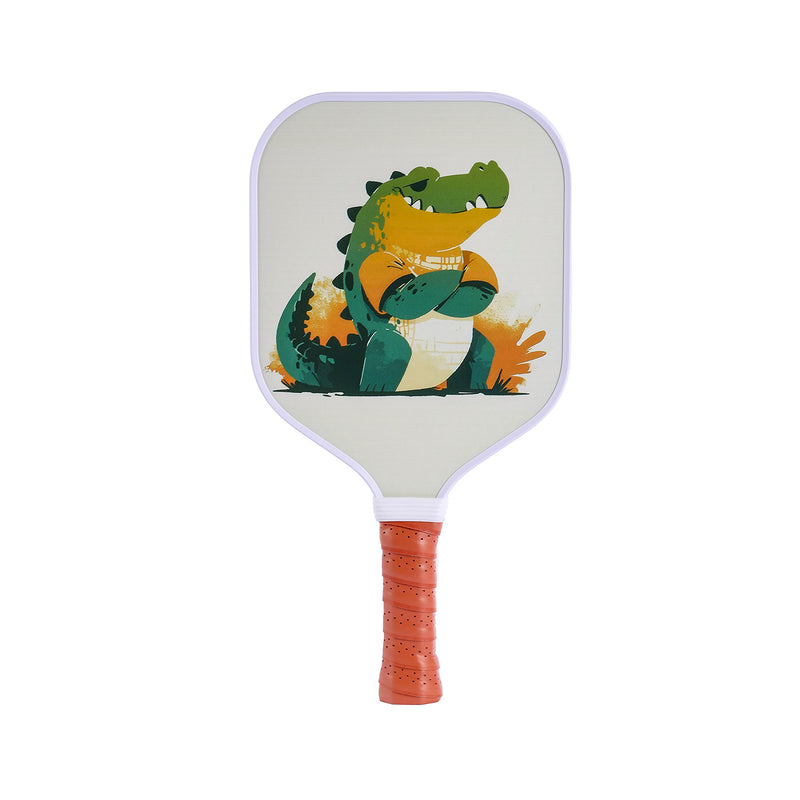 Kids Pickleball Paddle – Fiberglass Material with Cartoon Alligator Pattern Design (PCR-0008)
